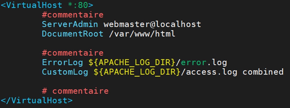 Directive VirtualHost  pour l'hébergement de site web